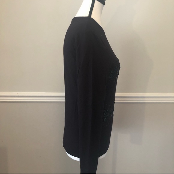 Kasper black Knit Embellished L/S Tee Size M - Picture 2 of 7